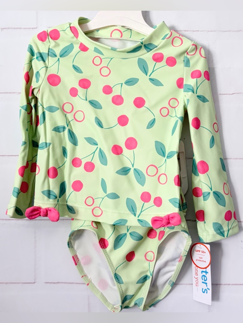 Carter’s Just One You Long-sleeve rashguard Cherry Print Swimsuit Size 18M NWT